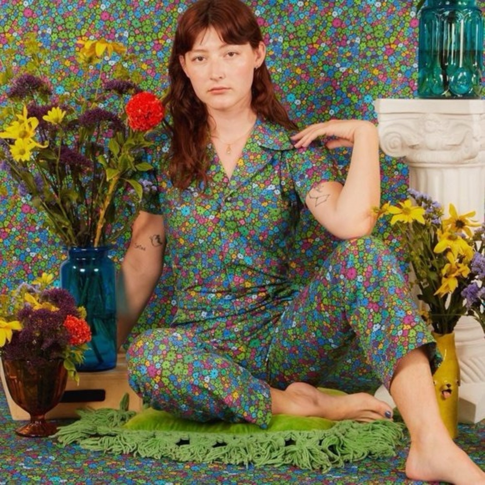 Big Bud Press Moss Blossom Short Sleeve Jumpsuit in XL